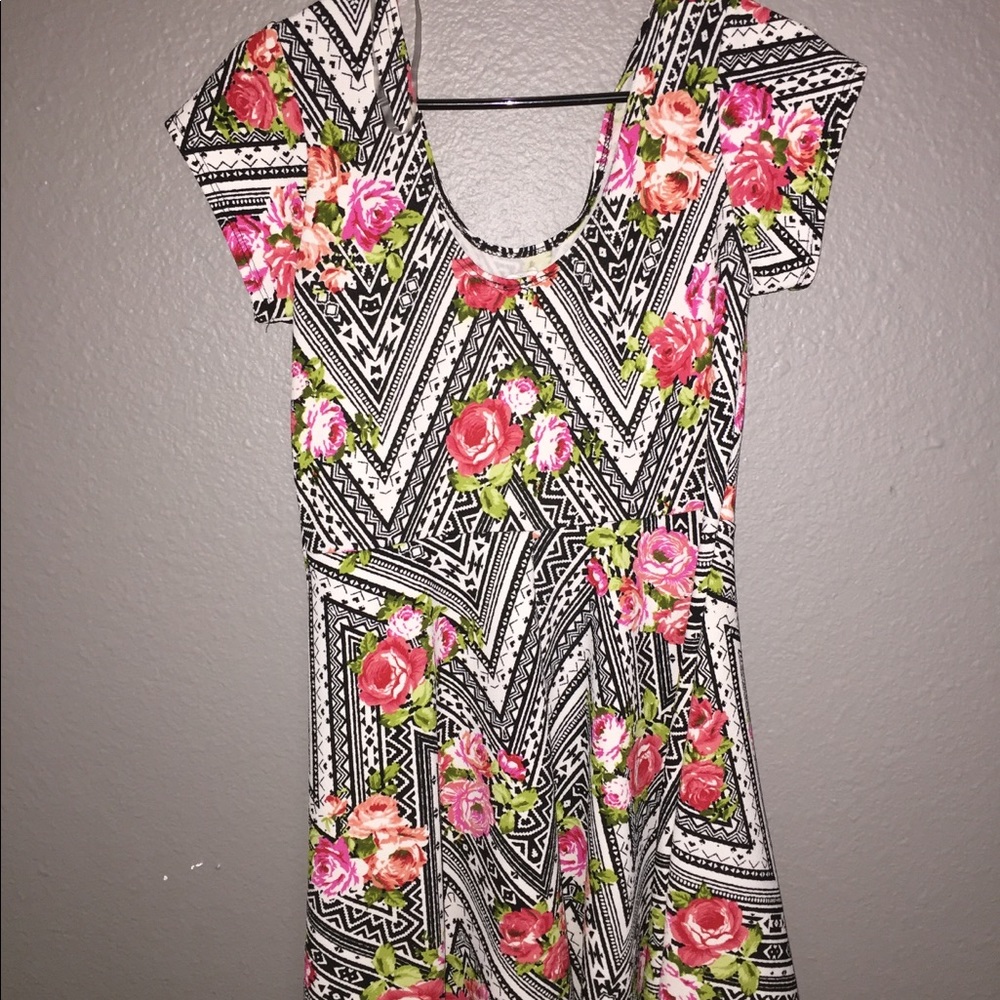 Floral Dress with black and white patterns